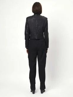 DANTE6 D6Ames Cropped Leather Jacket Discount