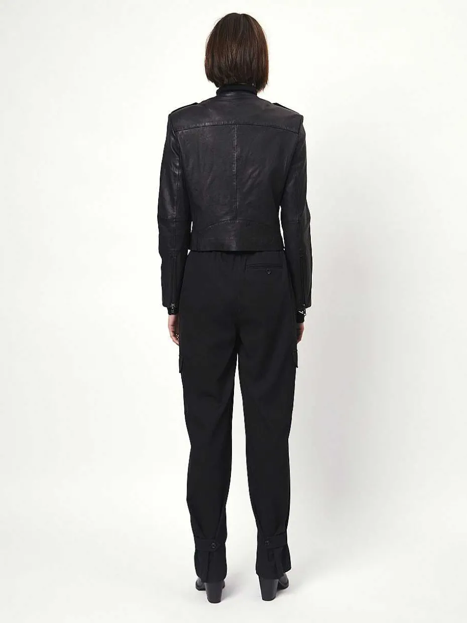 DANTE6 D6Ames Cropped Leather Jacket Discount