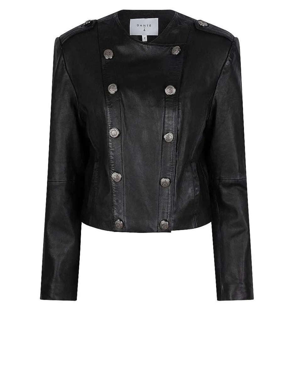 DANTE6 D6Ames Cropped Leather Jacket Discount