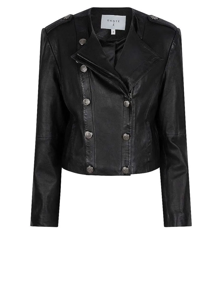 DANTE6 D6Ames Cropped Leather Jacket Discount