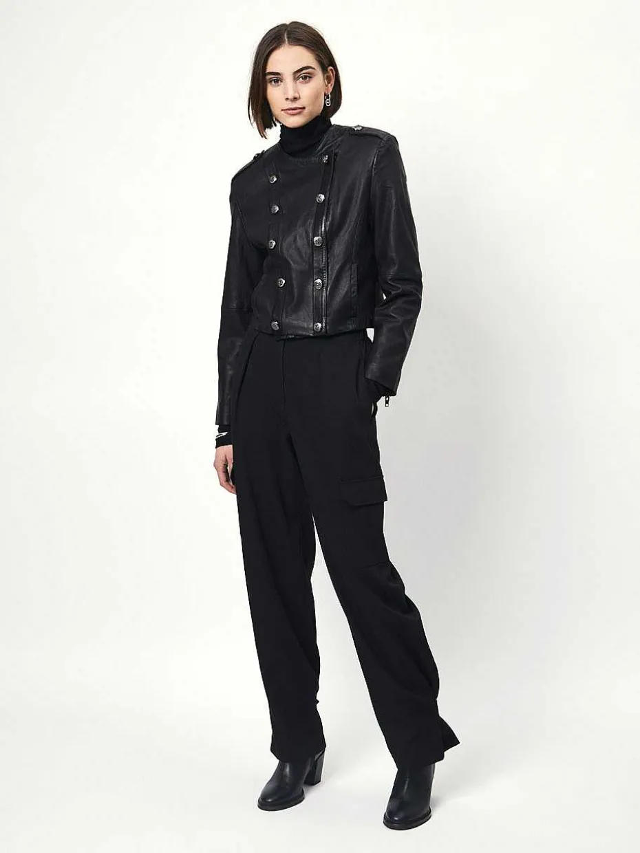 DANTE6 D6Ames Cropped Leather Jacket Discount