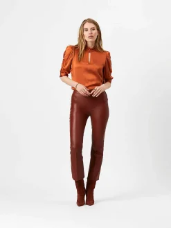 DANTE6 Tyson Crop Flare Leren Broek Flash Sale