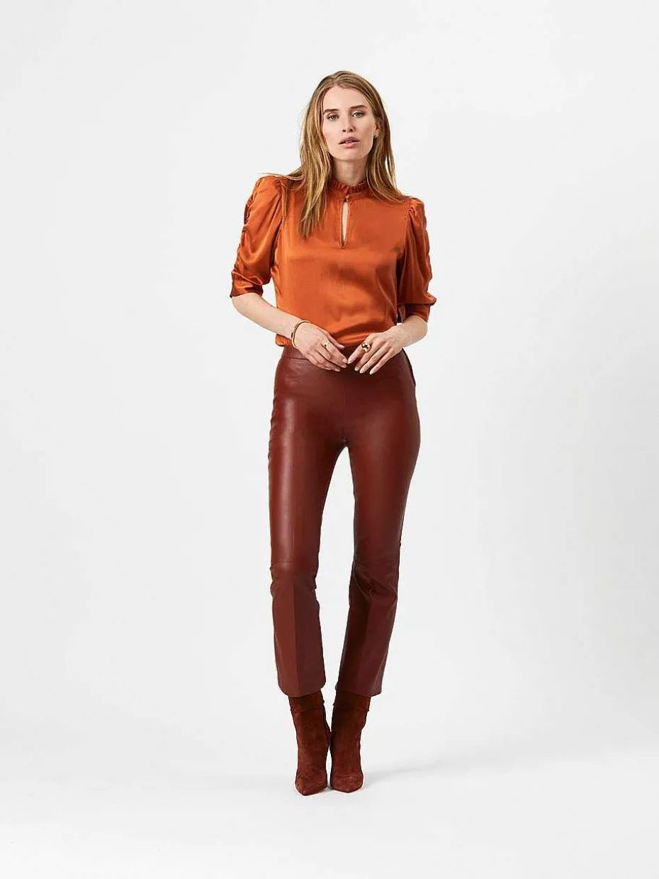 DANTE6 Tyson Crop Flare Leren Broek Flash Sale